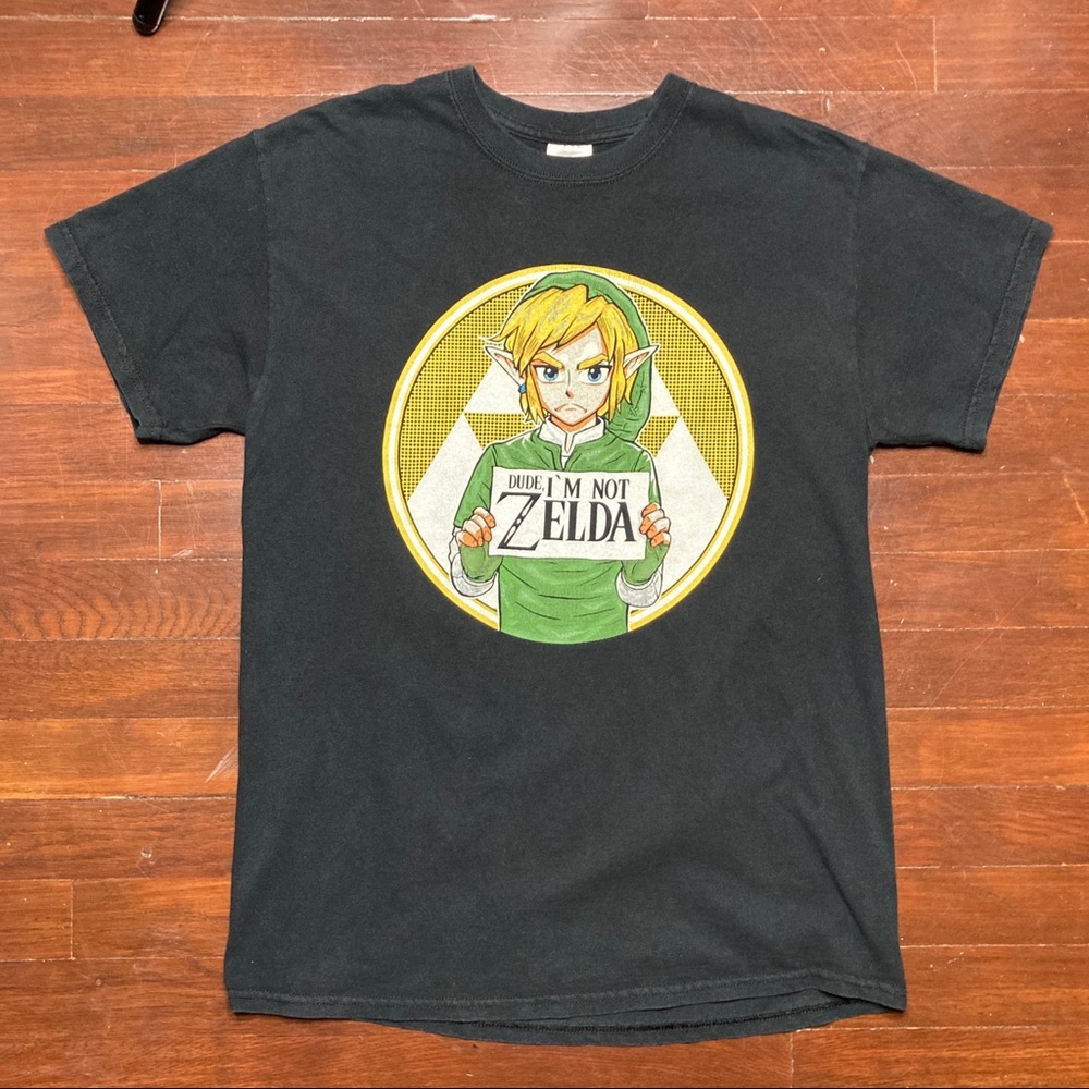 Nintendo Link “Dude, I’M NOT ZELDA” Black Tee Mens